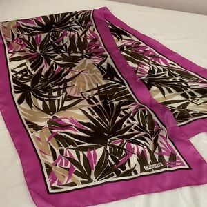 Vintage Carlisle Vibrant Silk Dress Pink and Brown Leaf Scarf